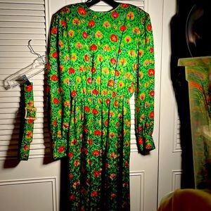 Dress 12, Silk Dress by LIHLI of New York. Elastic Waist, Ornate Belt